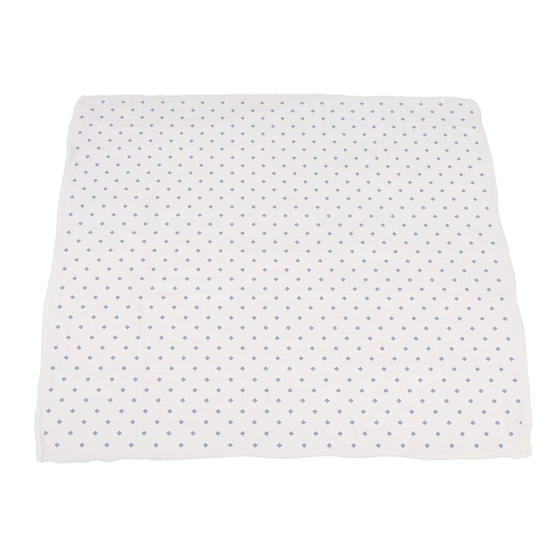 Wildflowers and Periwinkle diamond polka dot bamboo muslin blanket.