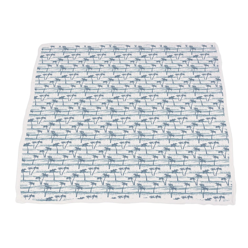 Ocean Palm Trees and Marina Sailboats Bamboo Blanket with palm tree design.