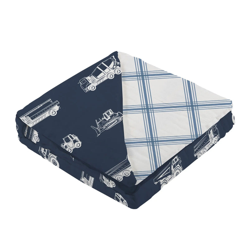 Things That Go and Buffalo Check Plaid Newcastle Blanket, 100% cotton muslin, 47"x47".
