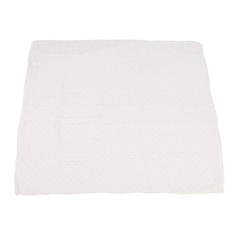 Pink dinosaur and polka dot bamboo blanket, 100% natural muslin, 47" x 47".