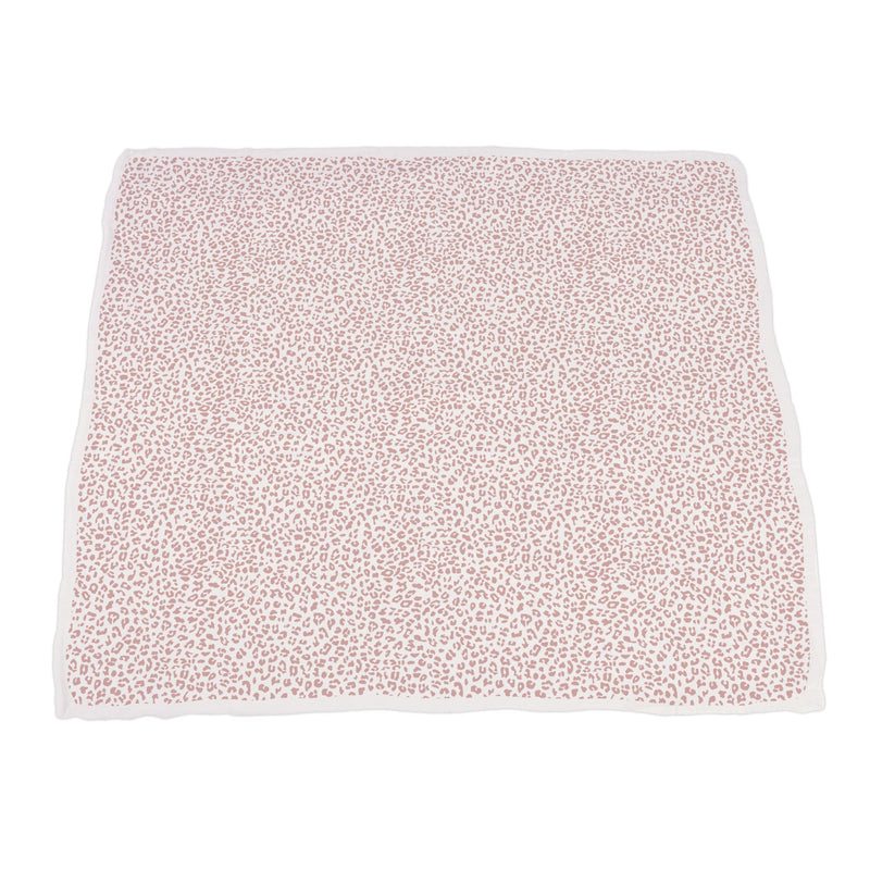Dancing Flamingo and Little Leopard blanket, 100% natural bamboo muslin, 47"x47".