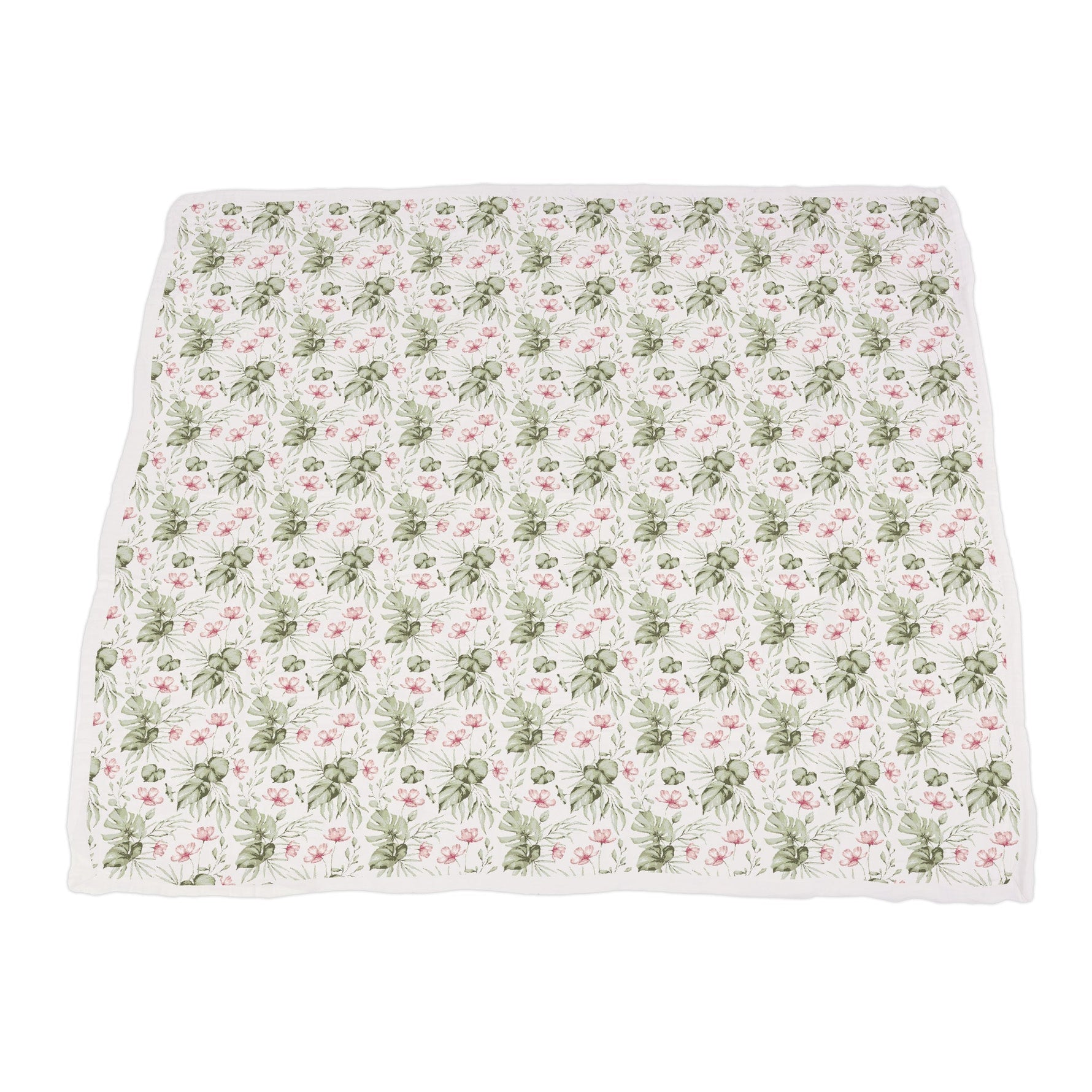 Soft Silver Pink Orchid & Leopard print Newcastle baby blanket, folded, showing pattern.