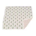 Soft Silver Pink Orchid & Leopard print Newcastle baby blanket, folded, showing pattern.