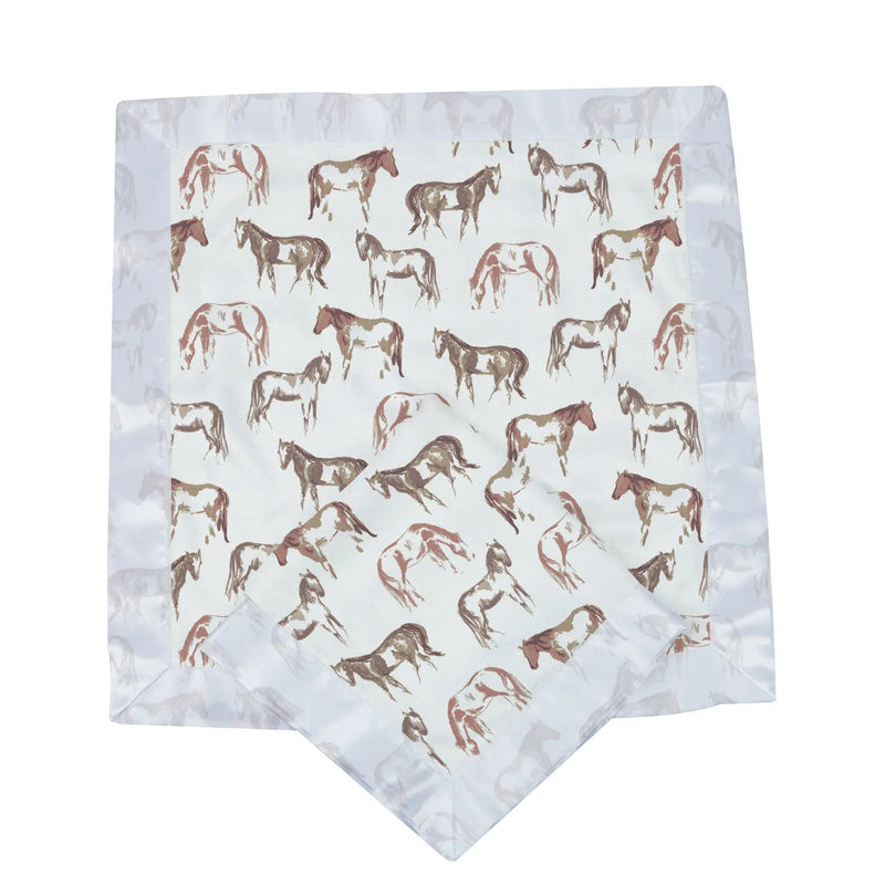 Wild Horse Bamboo Muslin Security Baby Blankie with horse design.