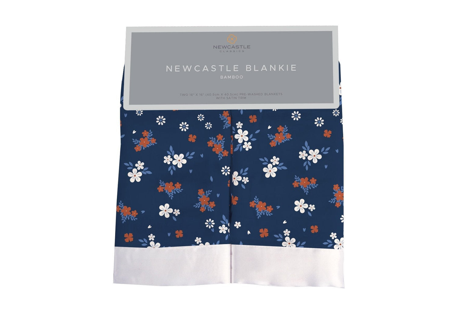 Small square bamboo muslin security blanket in a soft serenity floral pattern