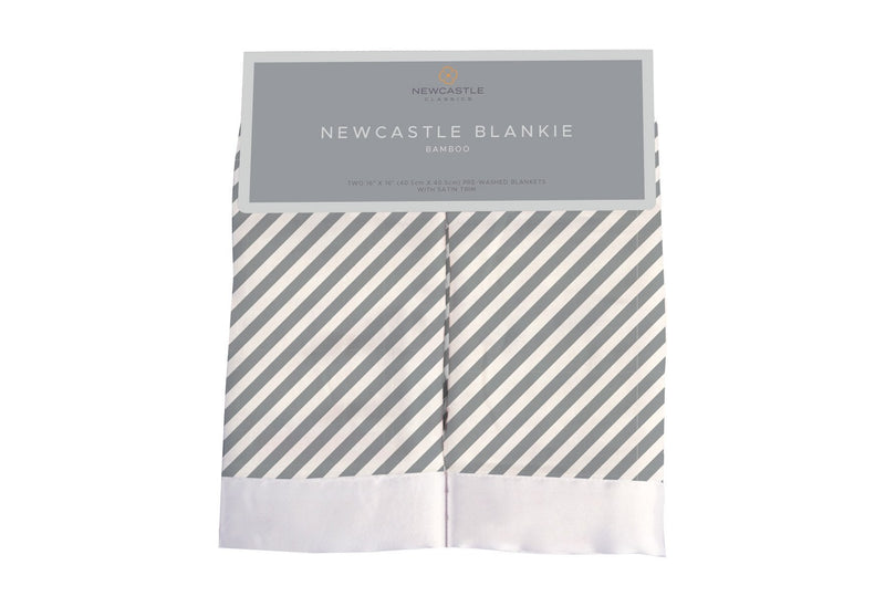 Finley Stripe Bamboo Muslin Security Baby Blankie in gray and white stripes.