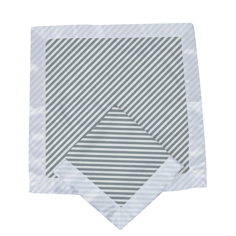 Finley Stripe Bamboo Muslin Security Baby Blankie in gray and white stripes.