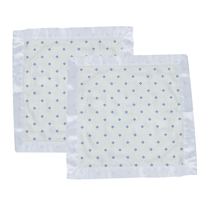 Periwinkle diamond polka dot bamboo muslin security blankie.