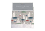 Small square bamboo muslin security blankie with a marina sailboats print
