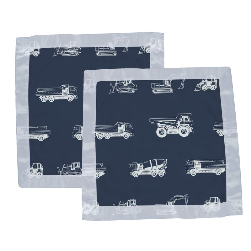 Newcastle Blankie with vehicle design, set of two, 16x16 inches, 100% natural cotton muslin.
