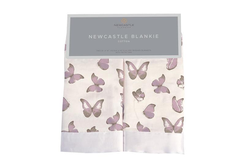 Winsome Butterflies Cotton Muslin security baby blankie with butterfly print.