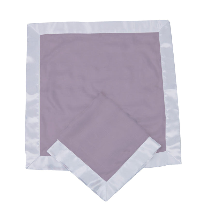 Orchid lavender cotton muslin security baby blankie with white border, size 16x16 inches.