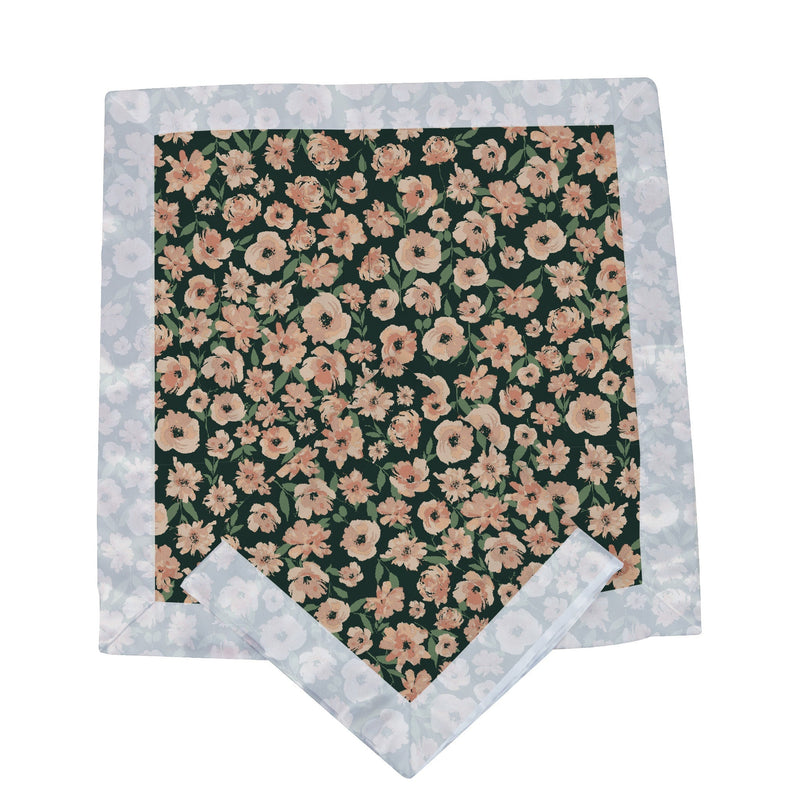 Canyon Sunset Flowers Bamboo Newcastle Blankie with floral pattern, size 16" x 16", made of 100% natural bamboo muslin.
