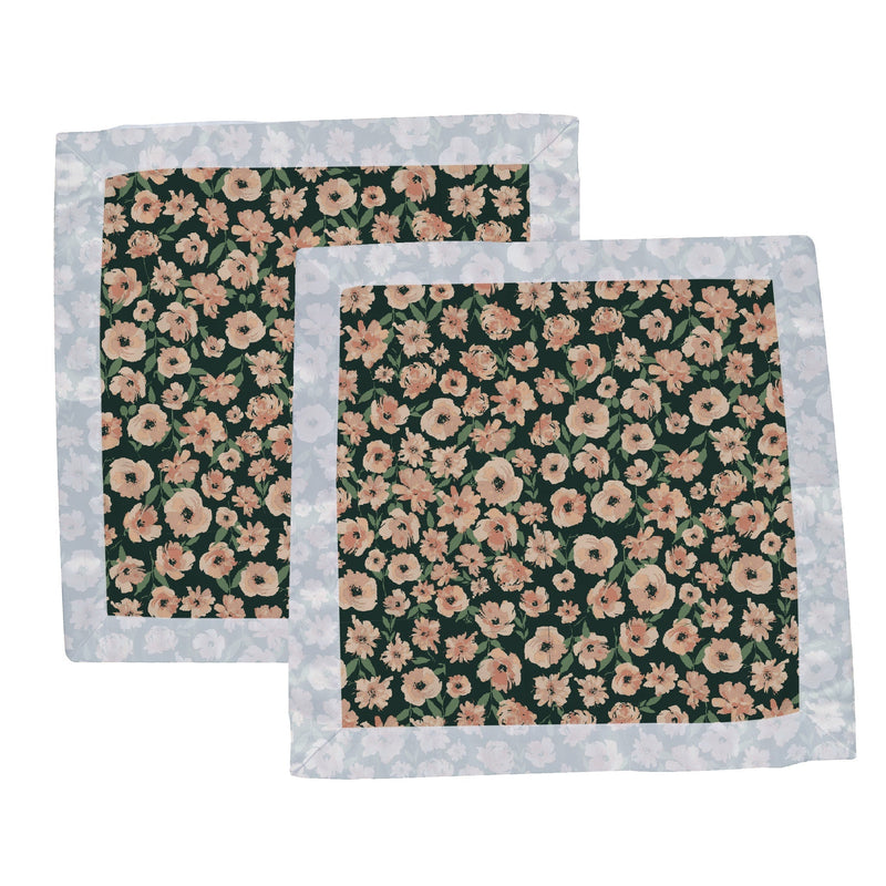 Canyon Sunset Flowers Bamboo Newcastle Blankie with floral pattern, 16" x 16", 100% natural bamboo muslin.