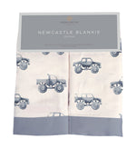 Indigo Monster Trucks Cotton Newcastle Blankie - Linens, Scarf | Everetts Place
