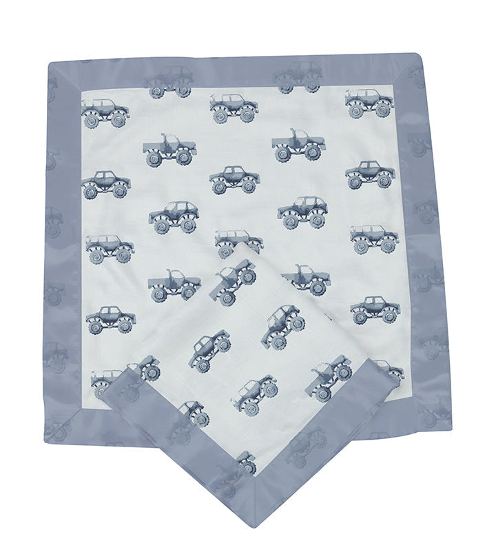 Indigo Monster Trucks Cotton Newcastle Blankie by Newcastle Classics