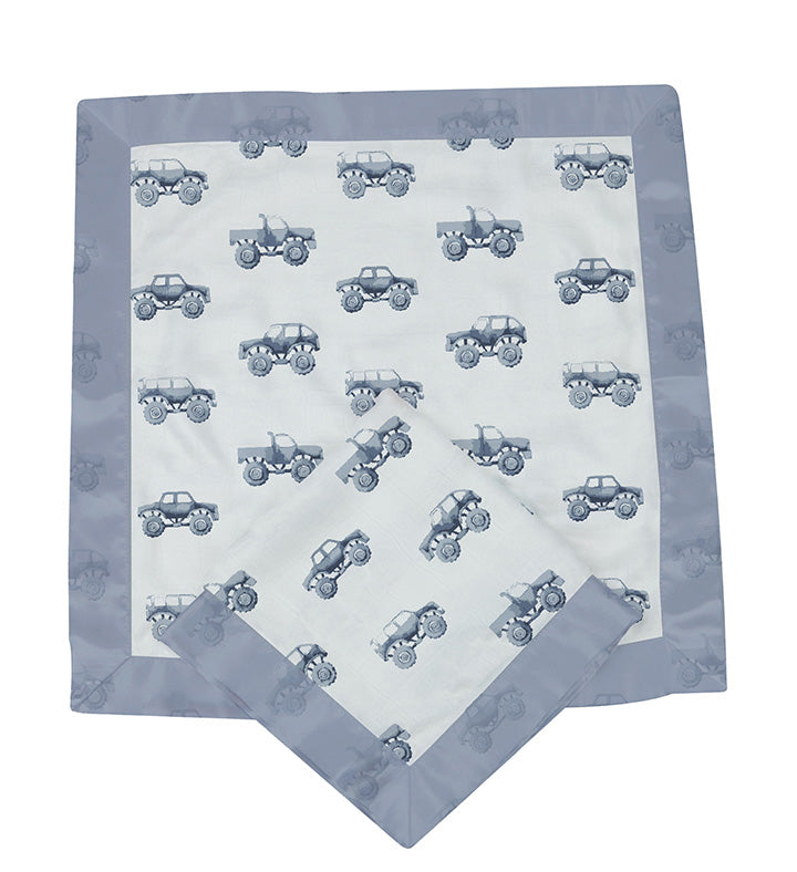Indigo Monster Trucks Cotton Newcastle Blankie by Newcastle Classics at Everetts Place