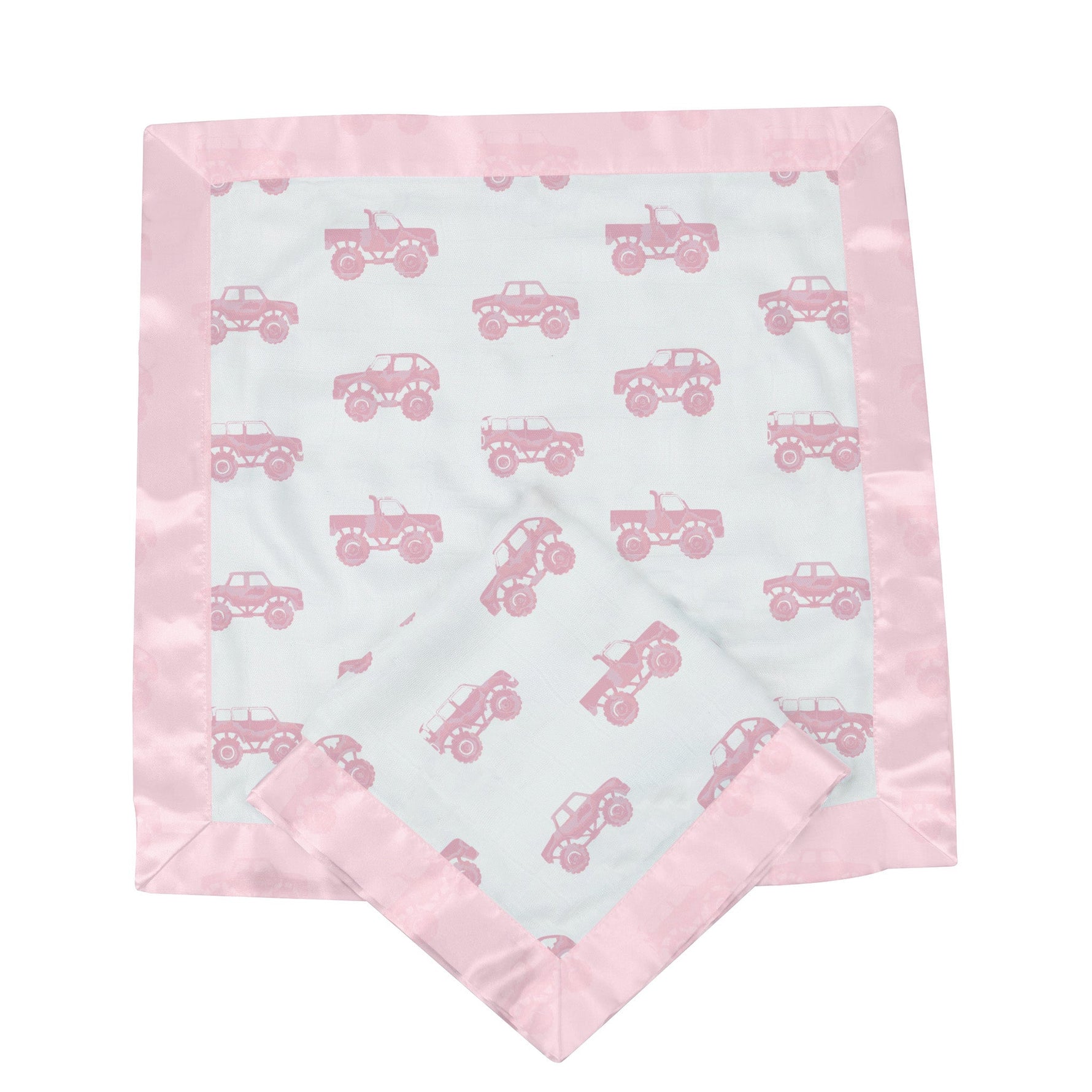 Newcastle Classics Pink Monster Trucks Bamboo Blankie for Cozy Comfort for Kids - Baby & Toddler Bamboo Security Blanket