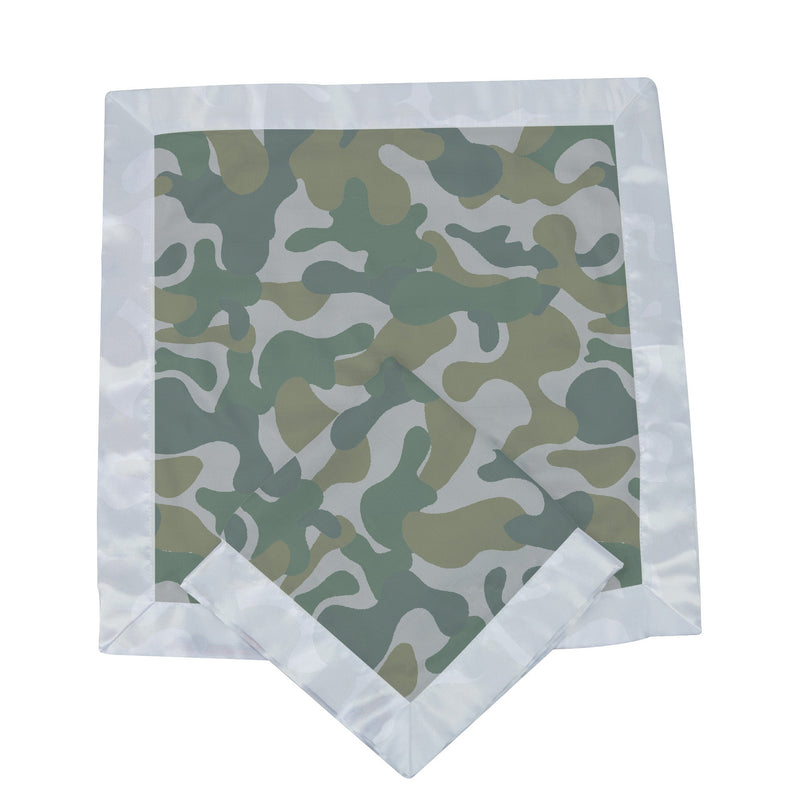 Hunter's Camo Newcastle Blankie, camouflage design, 100% bamboo muslin, 16x16 inches.