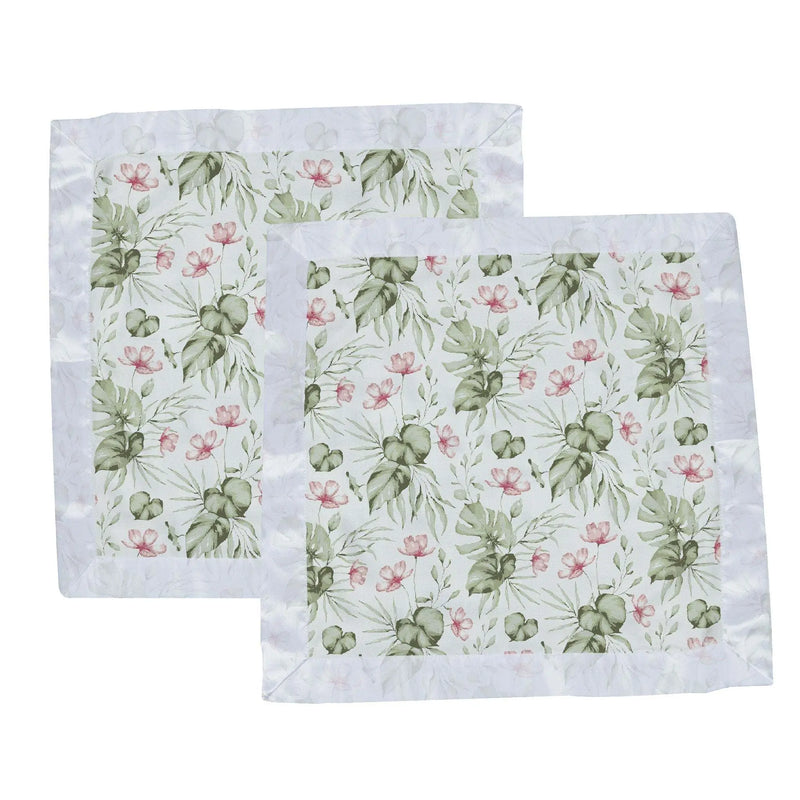 Silver Pink Orchid Newcastle Blankie with floral design, 100% natural bamboo muslin, 16"x16".