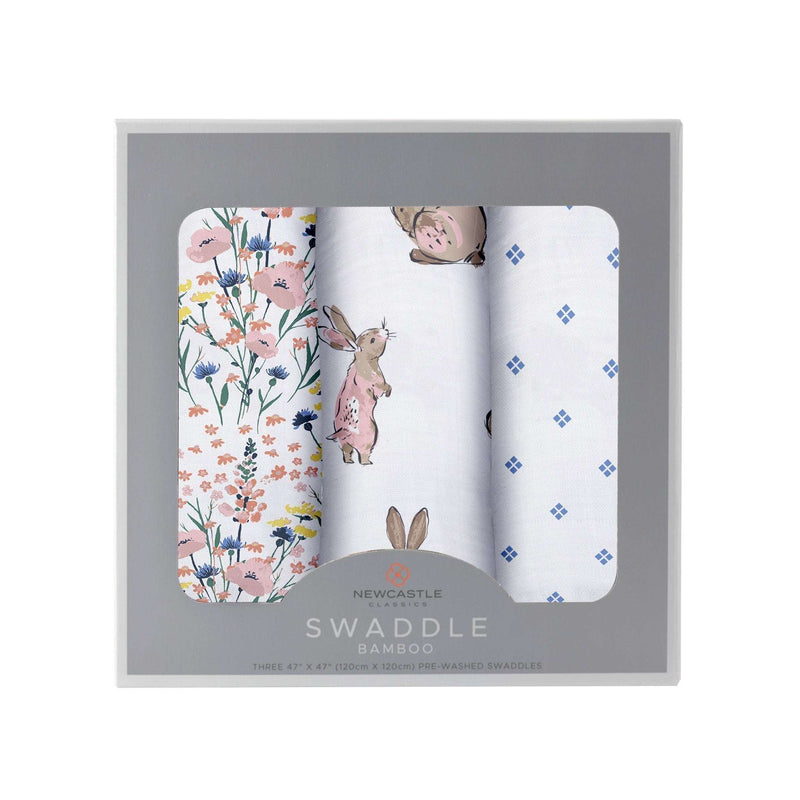 Wildflowers Bamboo Swaddles 3 Pack in soft, breathable muslin fabric.