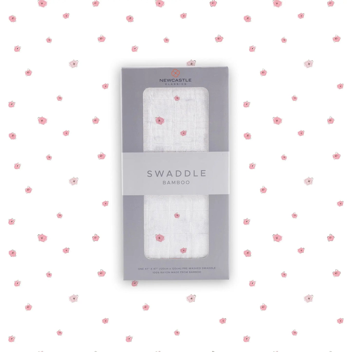 Pink Flower Bamboo Muslin Swaddle Blanket Soft Breathable Versatile Baby Accessory Newcastle Classics