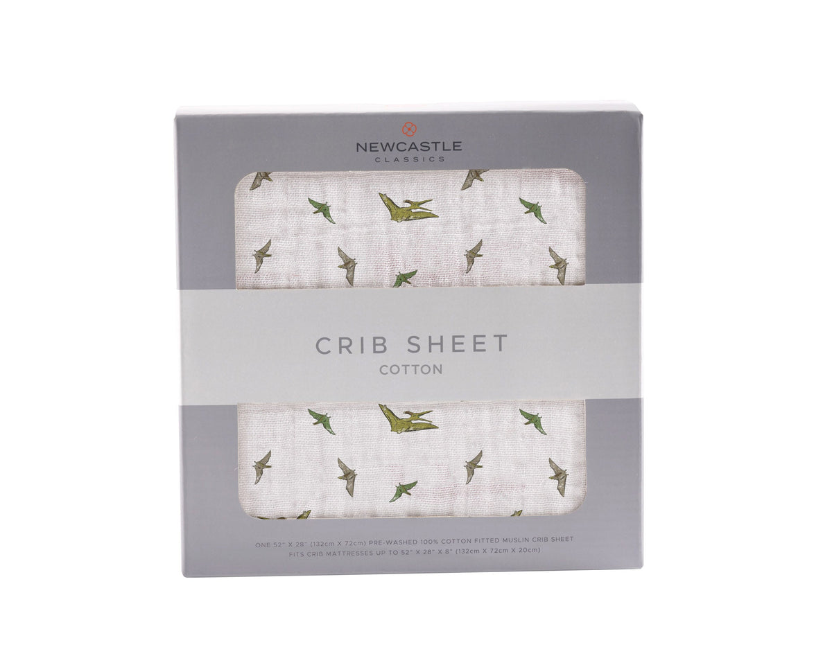 Pteranodon Cotton Muslin Crib Sheet by Newcastle Classics at Everetts Place