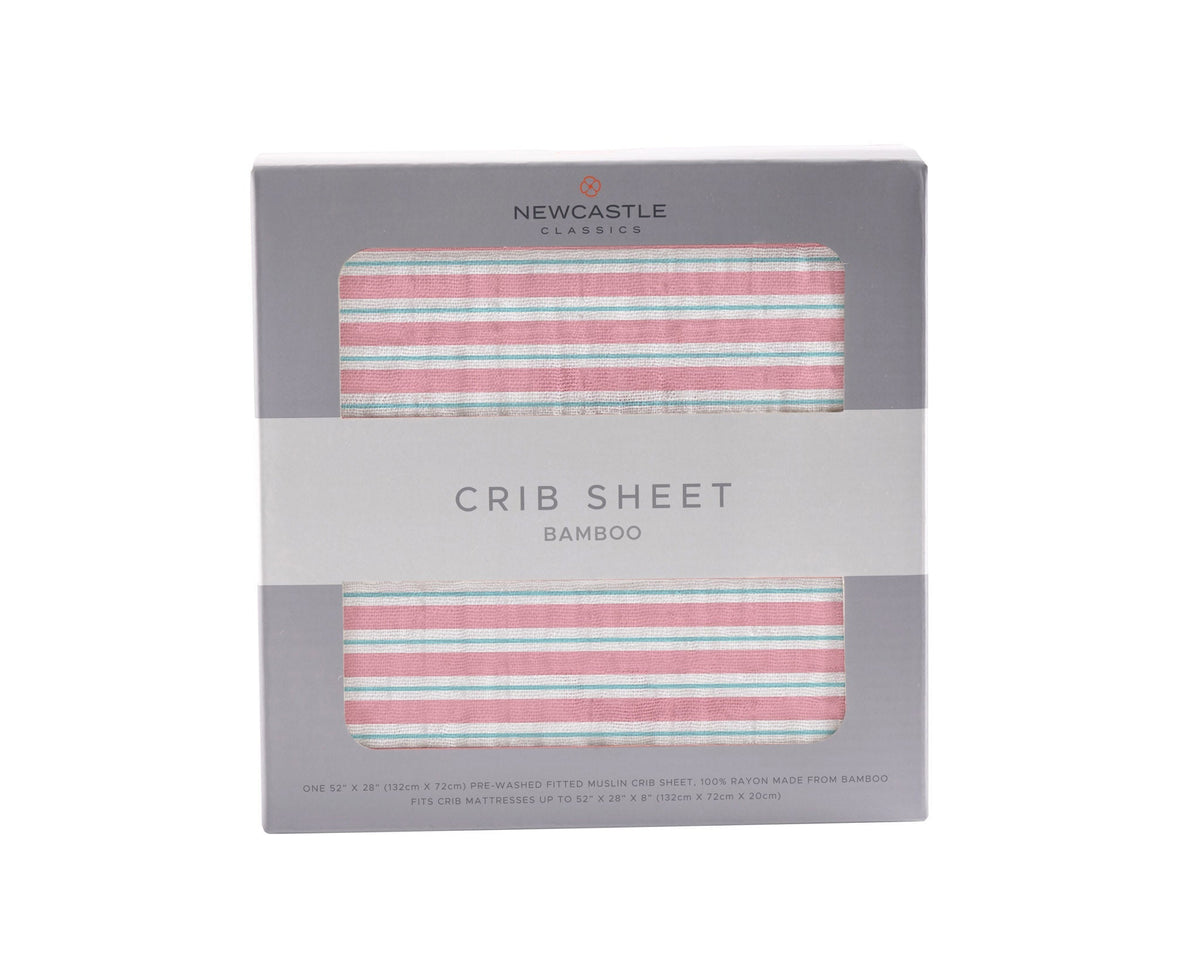 Bamboo Muslin Crib Sheet - Candy Stripe by Newcastle Classics (view 1 of 3)