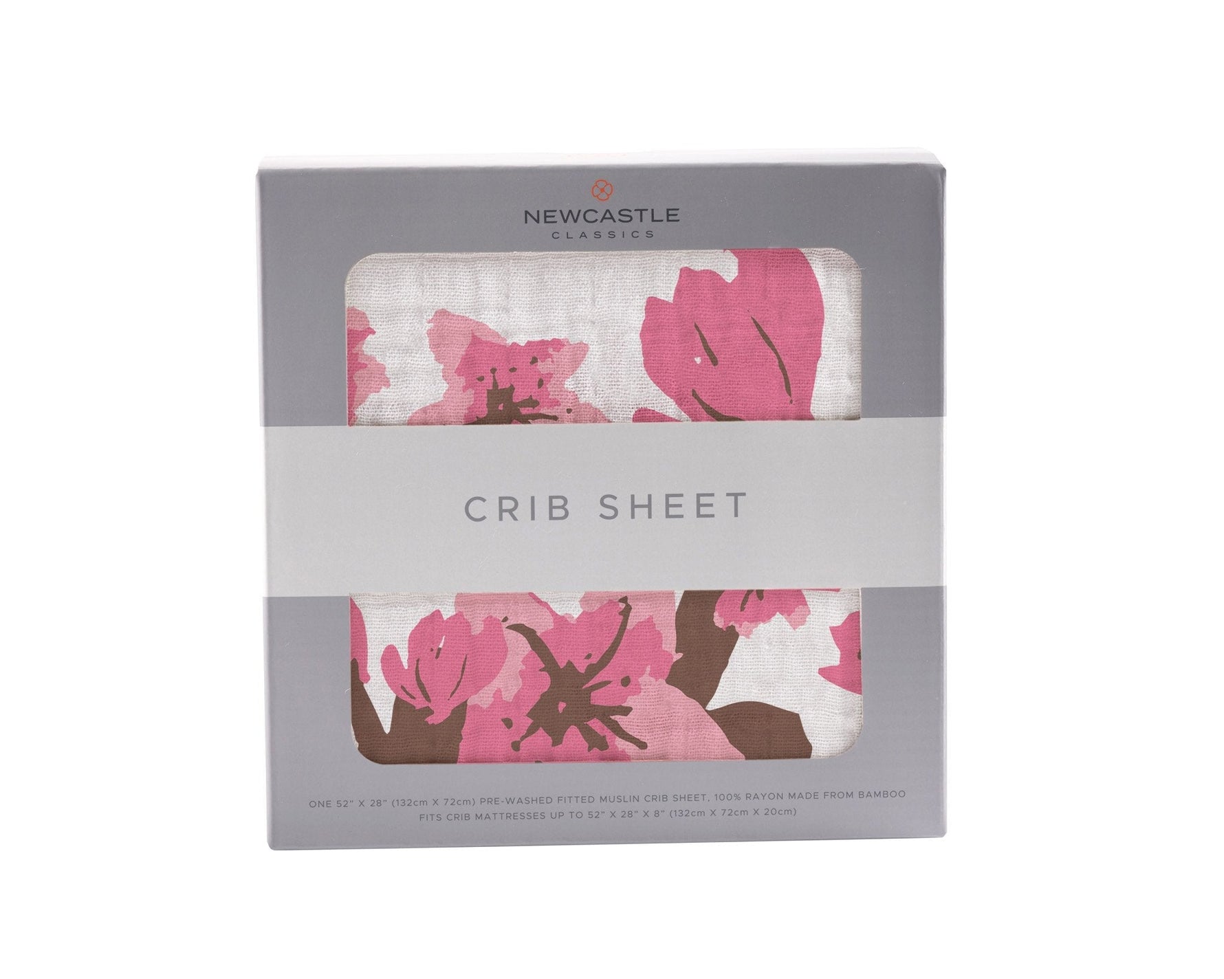 Organic Cherry Blossom Bamboo Muslin Crib Sheet by Newcastle Classics at Everetts Place
