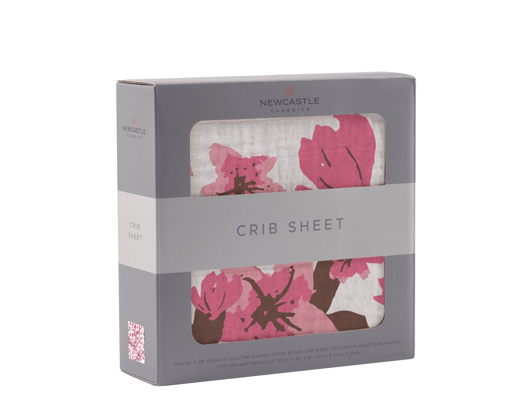 Organic Cherry Blossom Bamboo Muslin Crib Sheet by Newcastle Classics at Everetts Place