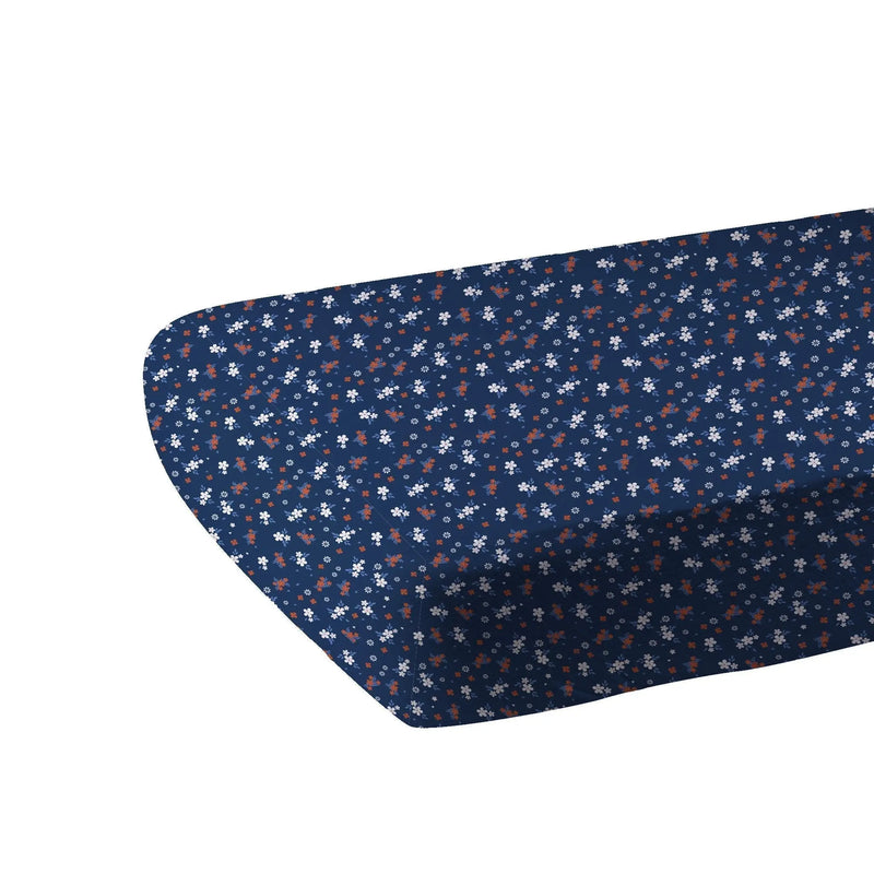 Serenity Floral Bamboo crib sheet with floral pattern on a snug-fit crib mattress.