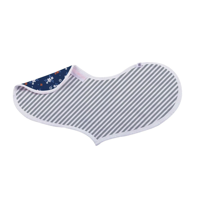 Blooms Floral Bamboo Heart Bib 2PK with soft bamboo muslin and snap closure.