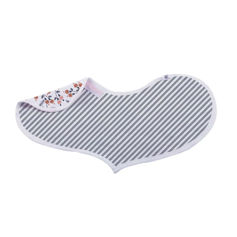 Blooms Floral Bamboo Heart Bib, 100% natural bamboo muslin, stylish and absorbent with snap closure.