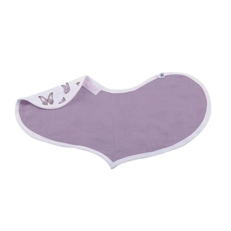Mountain Meadow Cotton Heart Bib, 100% natural muslin, multiple snaps, absorbent fabric, 21" x 9.5".