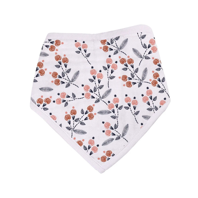 Blooms Bamboo Bandana Bibs 3PK with floral design, featuring soft and absorbent bamboo muslin fabric.