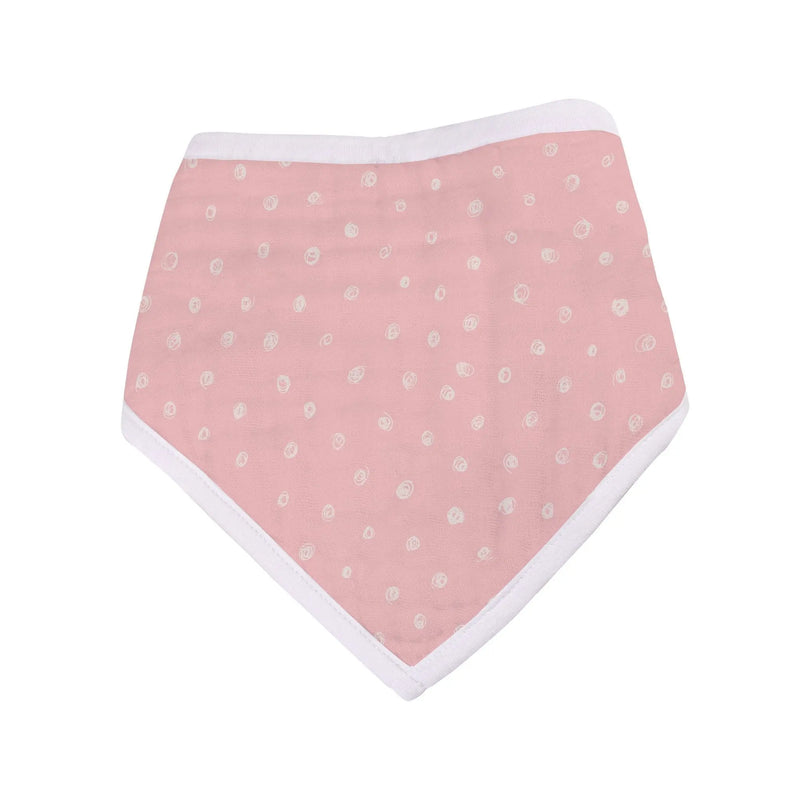London Paris New York bandana bib set of 3 in soft bamboo muslin with snap closures.