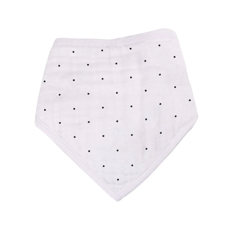 Canyon Sunset Bamboo Bandana Bib with snap closure and polka dot design, made from 100% natural bamboo muslin.