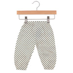 Baby pants in a striped pattern with an elastic waist and a small pocket