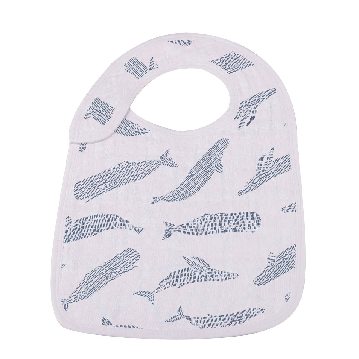 Set of organic bamboo snap bibs in various blue and green ocean tides patterns for baby.