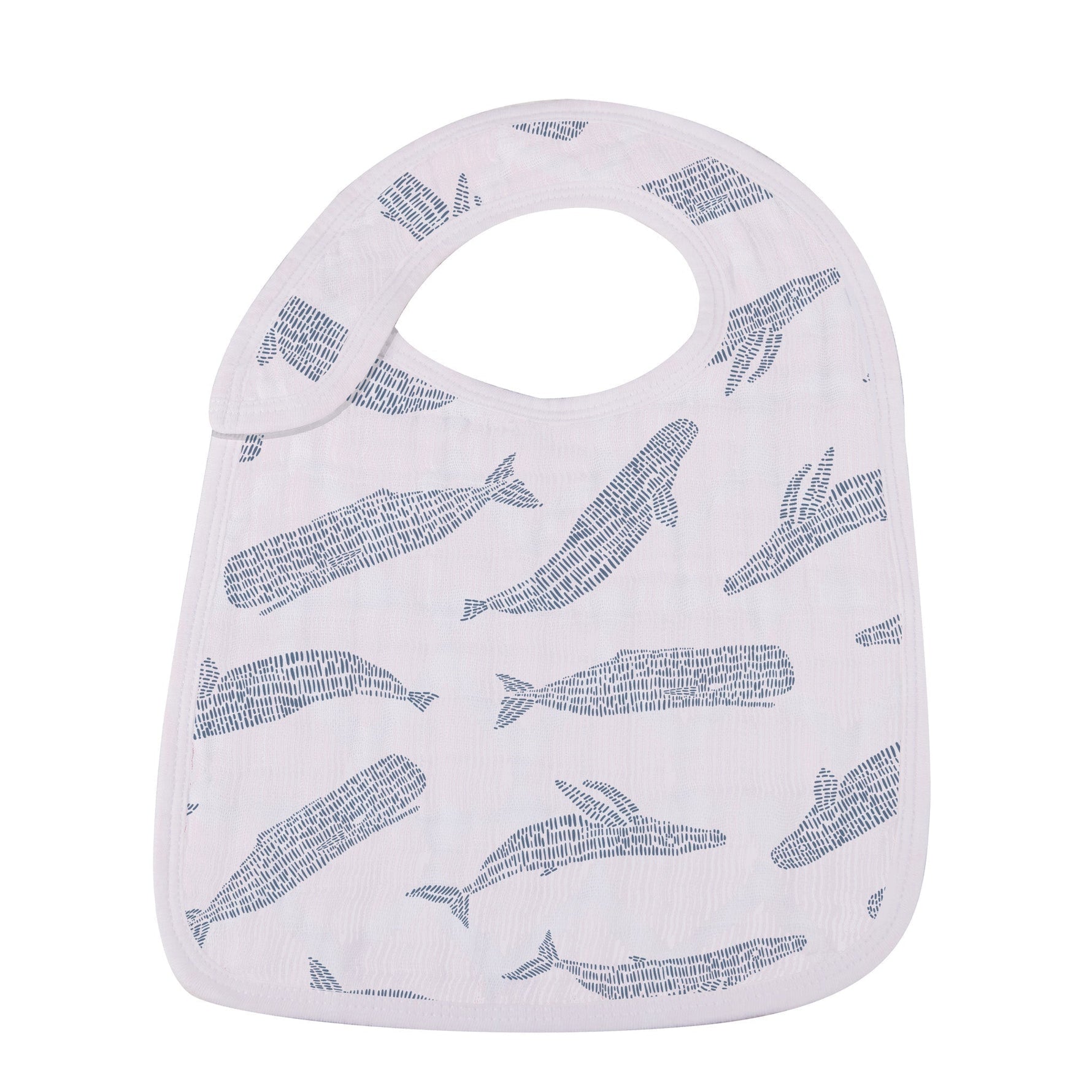 Set of organic bamboo snap bibs in various blue and green ocean tides patterns for baby.