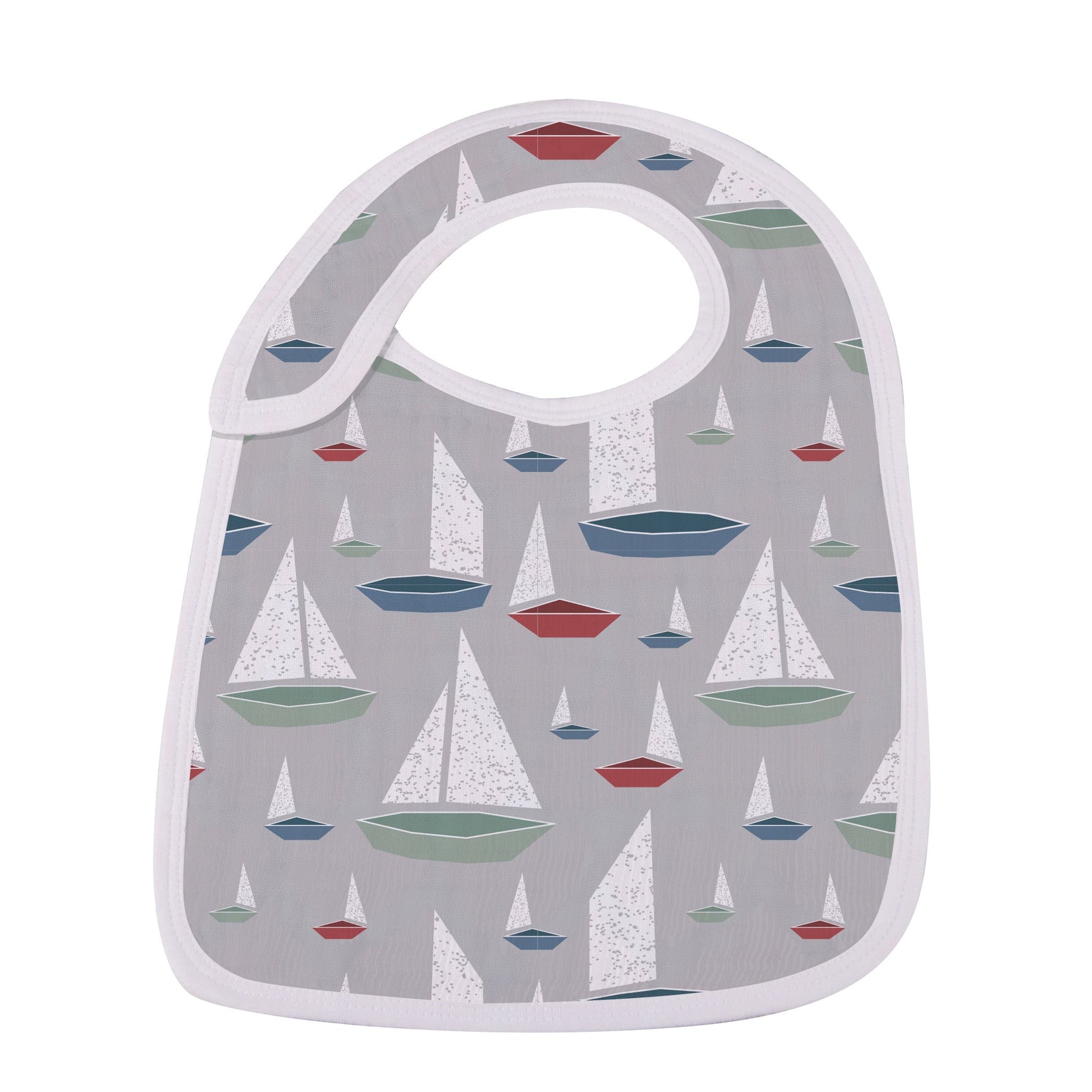 Set of organic bamboo snap bibs in various blue and green ocean tides patterns for baby.