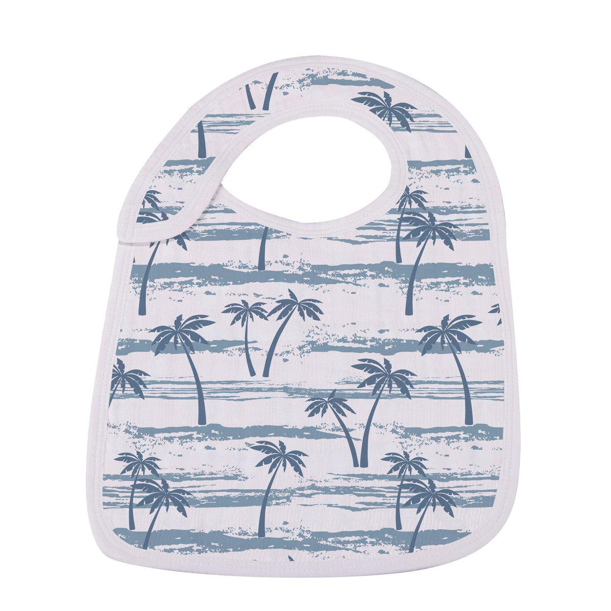 Set of organic bamboo snap bibs in various blue and green ocean tides patterns for baby.