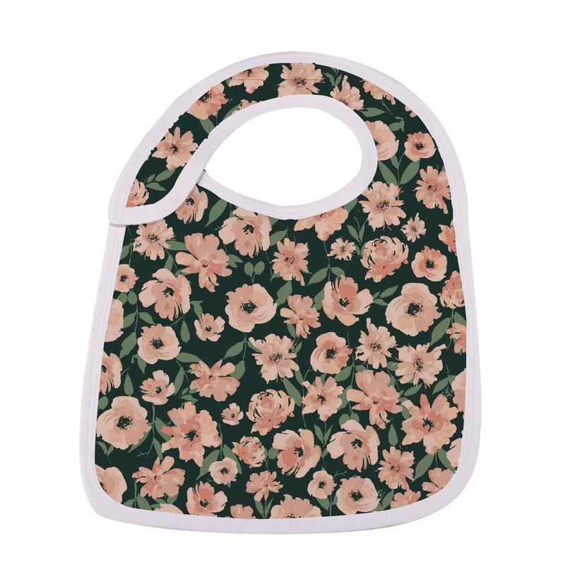 Canyon Sunset Bamboo Snap Bib with floral design, 100% natural bamboo muslin.