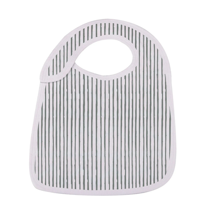 Soft bamboo muslin snap bib with striped pattern, 9" x 12", Sunrise to Sunset collection.