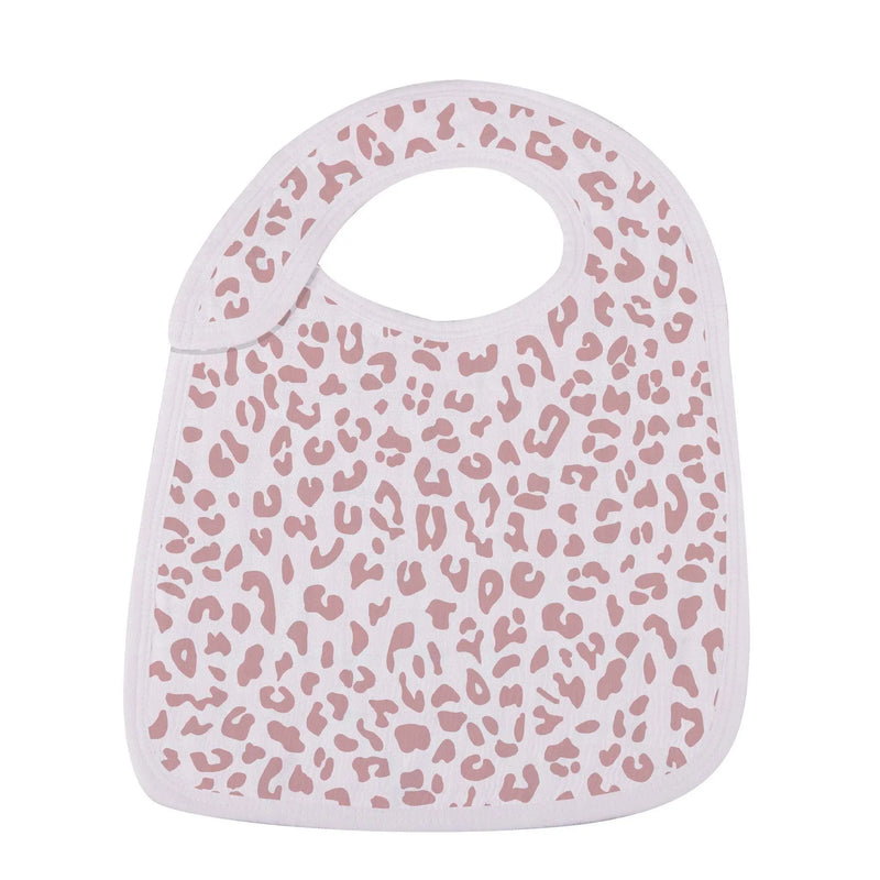 Tropical Paradise Bamboo Snap Bibs 3PK with leopard print pattern, 100% natural bamboo muslin, extra absorbent, size 9" x 12".