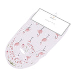 Three bamboo muslin baby bibs with tropical paradise prints and front snap closures