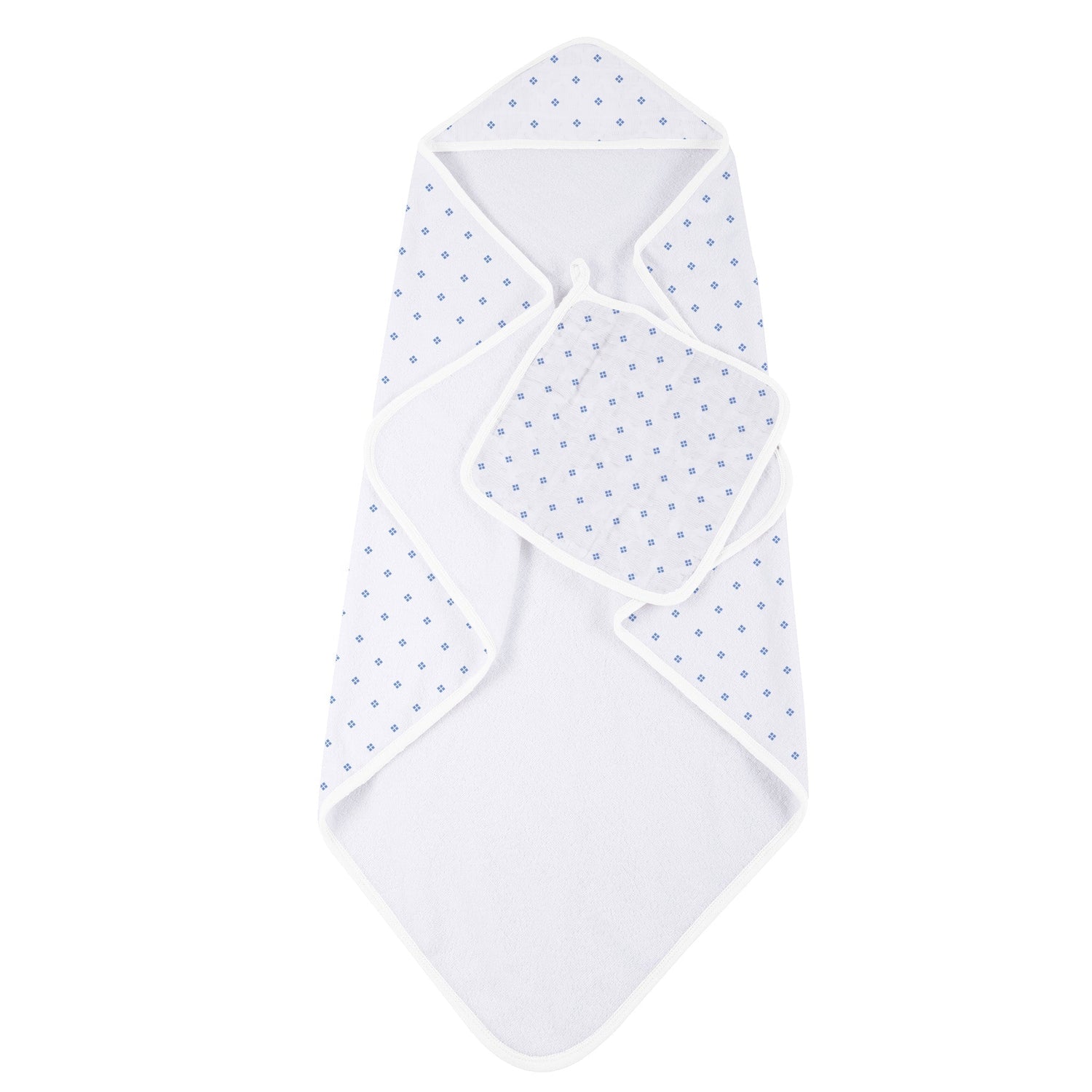 Periwinkle Diamond Polka Dot Bamboo Hooded Towel and Washcloth Set by Newcastle Classics at Everetts Place