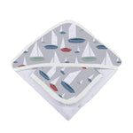 Organic Marina Sailboats Bamboo Hooded Towel and Washcloth Set by Newcastle Classics at Everetts Place