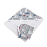 Organic Marina Sailboats Bamboo Hooded Towel and Washcloth Set by Newcastle Classics at Everetts Place
