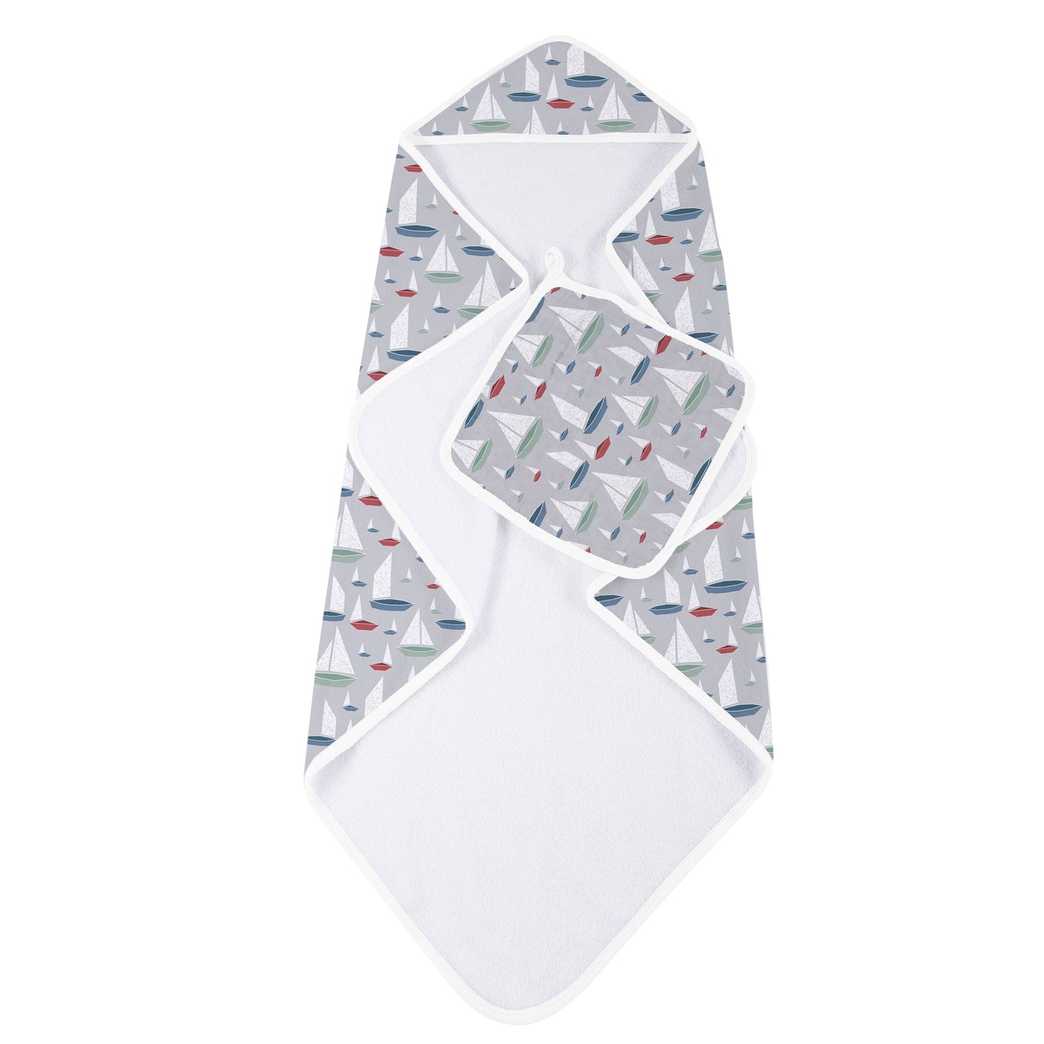 Organic Marina Sailboats Bamboo Hooded Towel and Washcloth Set by Newcastle Classics at Everetts Place